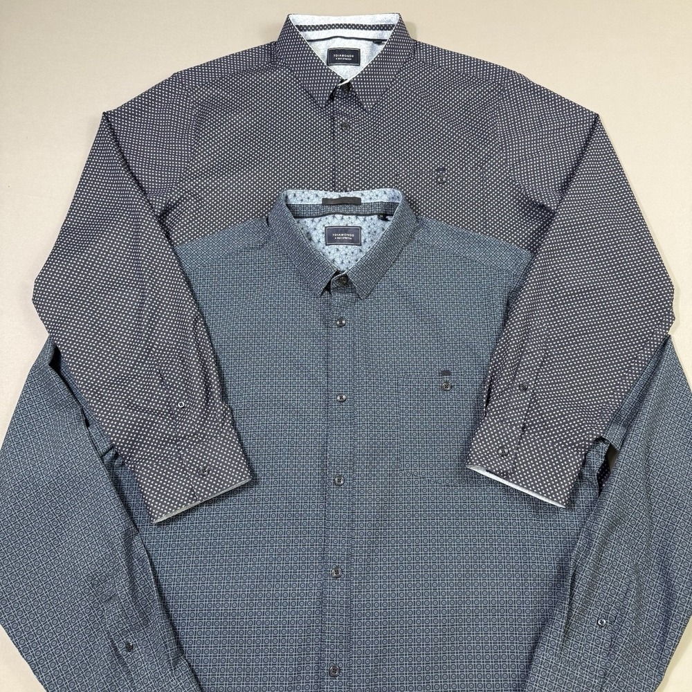 7Diamonds Shirt Lot Of 2 Mens XXL Liberty 4 Way Stretch Geometric‎ Button Up EUC